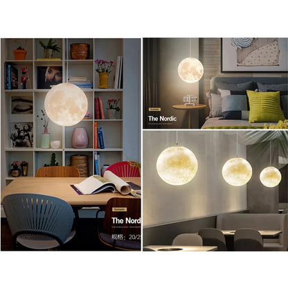 Full Moon Chandelier Pendant Light LED Lamp for Living Dining Room Bedroom Bar Table Lights Hanging Lighting Fixture