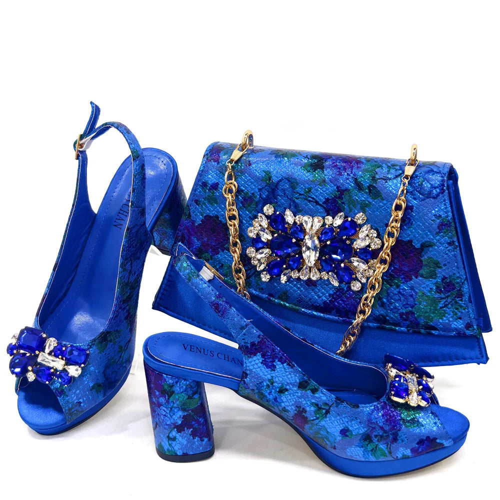 Doershow New Arrival African Wedding Shoes and Bag Set white Color Italian Shoes with Matching Bags Nigerian lady party  SFG1-1