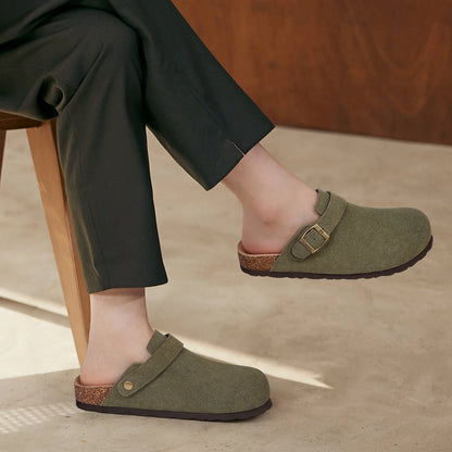 Smile New Cow Suede Women's Potato Shoes With Adjustable Strap Cork Insole Mules Outdoor Unisex Clogs Slippers With Arch Support