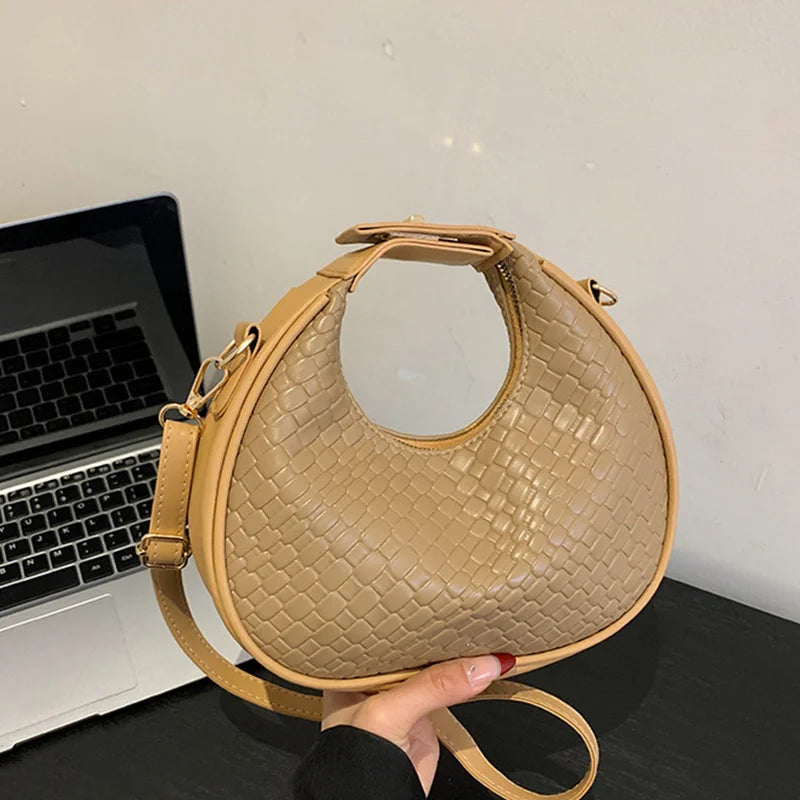 Fashion Black Half Moon Bag Luxury Pu Leather Ladies Purses and Handbags Crossbody Women Shoulder Bags