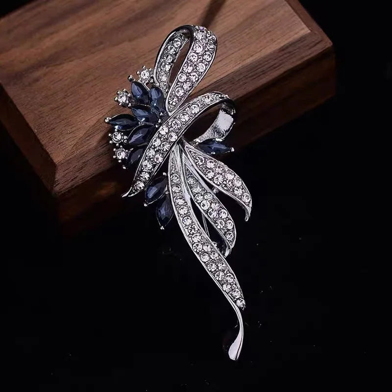 Elegant Crystal Bauhinia Brooches for Women Fashion Rhinestone Bouquet  Brooch Wedding Jewelry Clothing Coat Lapel Pins