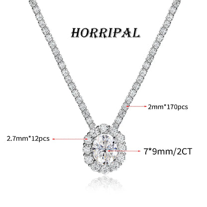 HORRIPAL D VVS1 All Moissanite Necklace for Women S925 Sterling Silver GRA Certified A Set Elegant Luxury Wedding Fine Jewelry