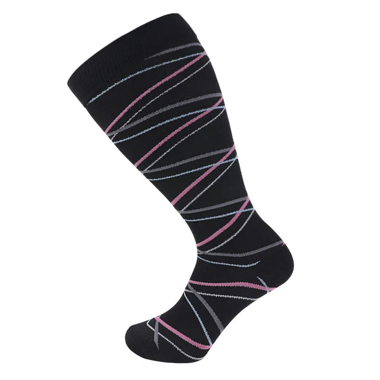 1Pair Plus Size 2XL-7XL New Compression Socks Unisex Wide Calf Knee High Compression Stockings Support for Circulation Nurses