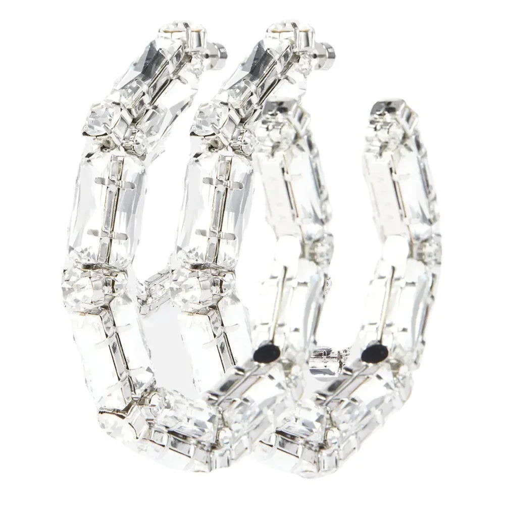 Shine Circle Large Crystal Hoop Earrings for Women 2023 Trending Oversize Statement Rhinestone Dangle Earrings Stud Jewelry