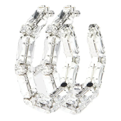 Shine Circle Large Crystal Hoop Earrings for Women 2023 Trending Oversize Statement Rhinestone Dangle Earrings Stud Jewelry