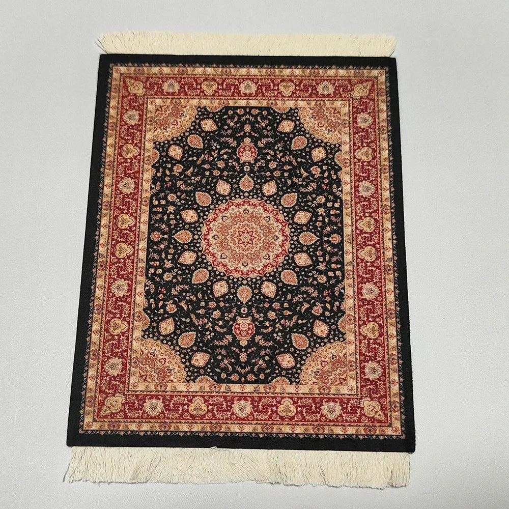 Woven flower Persian carpet small coaster wholesale merchants cheap mouse pad desk mat retro style rubber non-slip computer mats