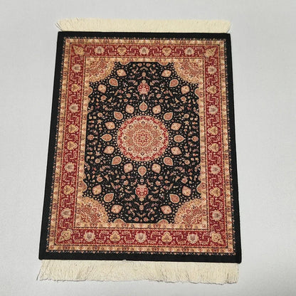 Woven flower Persian carpet small coaster wholesale merchants cheap mouse pad desk mat retro style rubber non-slip computer mats