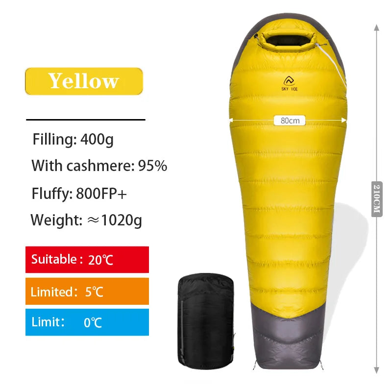 Winter Camping Sleeping Bag 800+FP Goose Down Ultralight Warm Sleeping Bag Outdoor Hiking Lightweight Waterproof Dleeping Bags