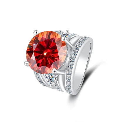 Women's PT950 Platinum Wedding Ring, Sansheng Sanshi Theme, Full Moissanite 5Ct Crown Pigeon Egg Design