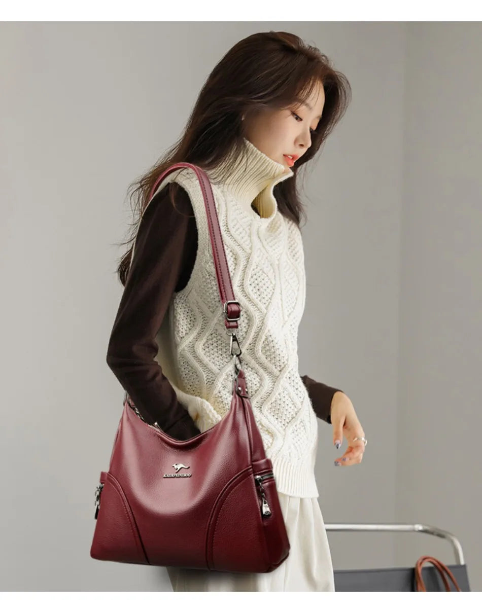The New Style Bag Leather Luxury Handbags Women Bag Designer Solid Color Women Shoulder Messenger Bags for Women 2024 Sac A Main