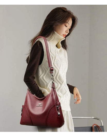 The New Style Bag Leather Luxury Handbags Women Bag Designer Solid Color Women Shoulder Messenger Bags for Women 2024 Sac A Main