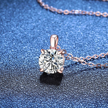 NeeTim 2ct 3ct Moissanite Necklace for Women Sterling Silver 925 with Yellow Rose White Gold Plated Engagement Pendant Necklace