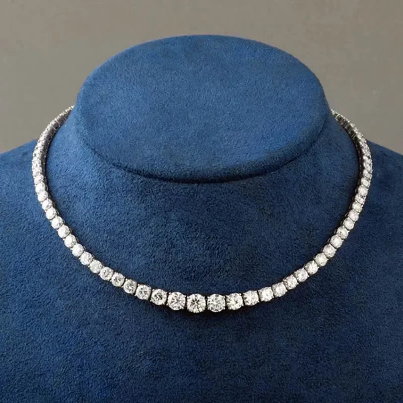 Houtros Moissanite Tennis Necklace For Women S925 Silver Plated 18k Gold Gradient Lab Diamond Neck Chain Luxury Jewelry GRA