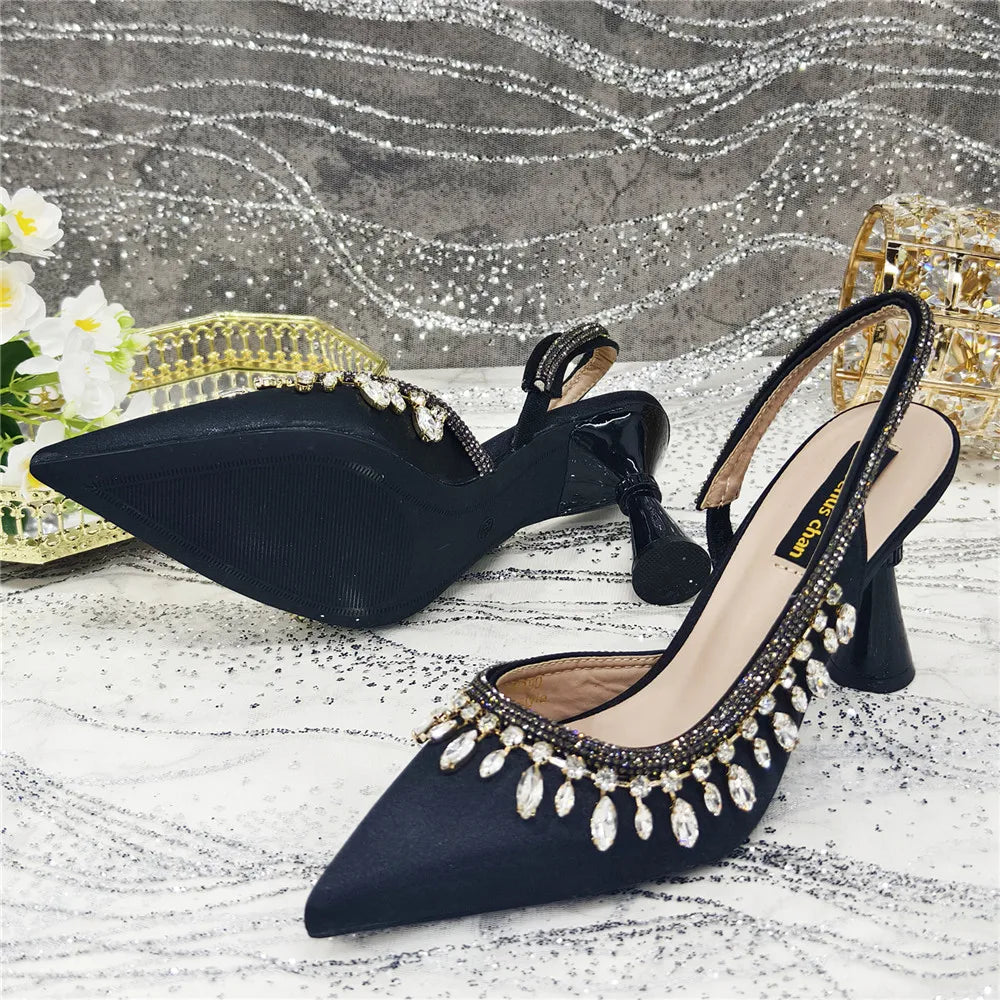 Designer Shoes Women's Luxury 2026 Elegant Crystal Women's Shoes Italian Women's Wedding Rhinestone Nigeria Party Wedding Pump