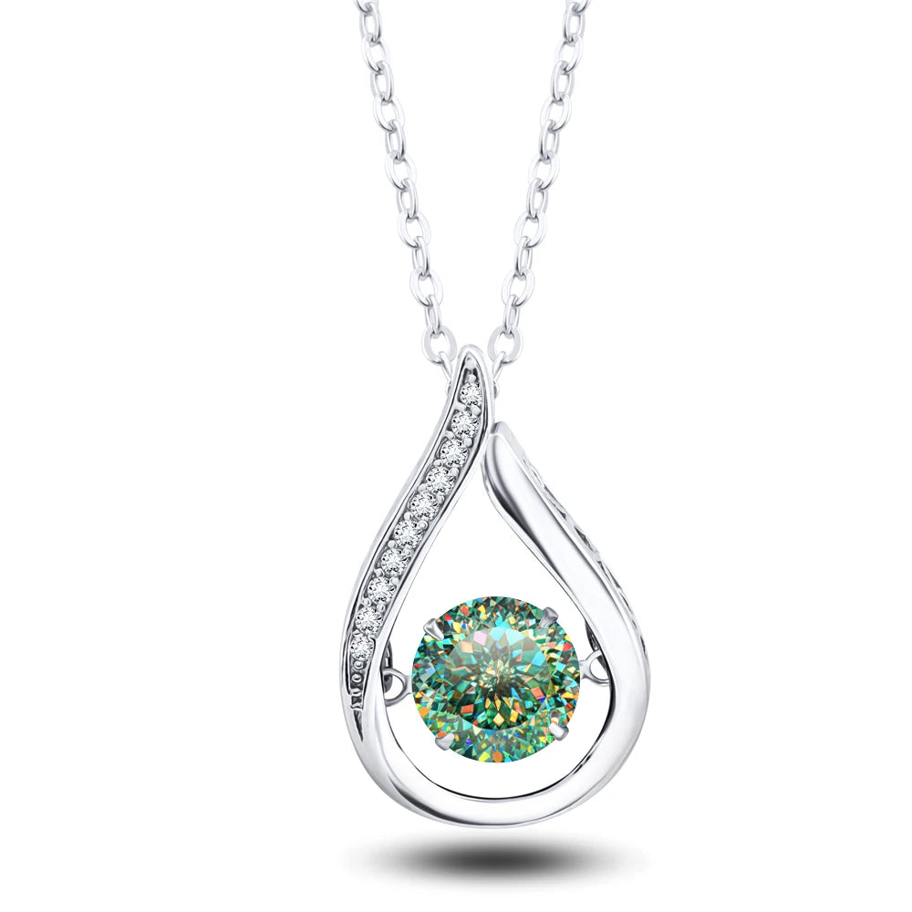 VVS1 D Color Moissanite Necklace For Women Fine Jewelry with GRA 925 Sterling Sliver Chain Plated 18k White Gold