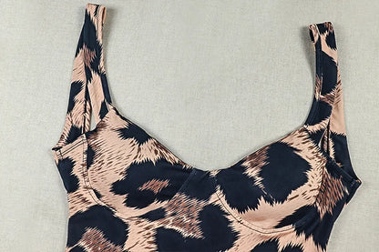 FAGADOER 2026 Sexy Leopard Print Bodycon Jumpsuits Women Fashion Spaghetti Strap Backless Rompers Streetwear Club Playsuits New
