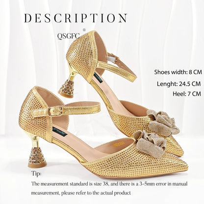 Queena Yan Spot Goods Nigeria High Quality Heels Pumps And Bag Handmade Flowers Fashion Design For Nigeria Wedding Party