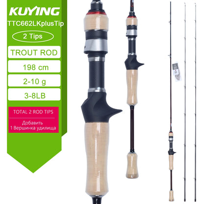 KUYING TETON Spinning Casting Rod For Fishing Lure Rods BFS Pole Carbon 0.8-8g 1-8lb FUJI Parts Baitcaster