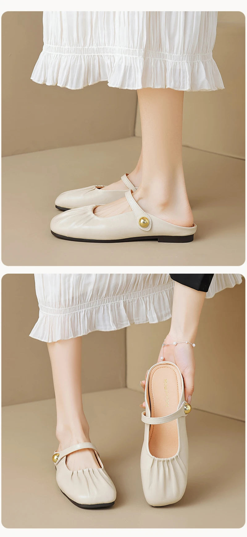 Women Closed Toe Mule Slippers Outdoor Wear Summer Silver One Strap Flat Beach Sandals Elegant Casual Daily Fashion Footwear