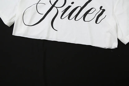 Weird Puss Letter Print Crop Tops Women Summer Trend Wild Biased Collar Street Skinny Simple Classic Streetwear Daily Soft Tees