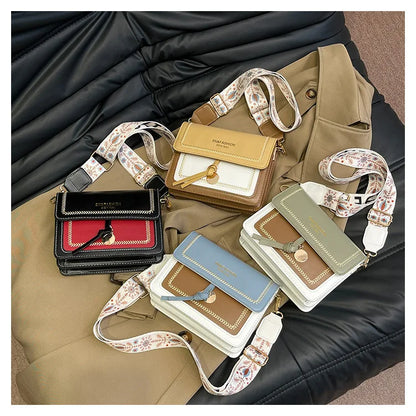Fashionable Bag for Women, Versatile New Crossbody Bag, Contrasting Color Shoulder Bags, Small Square Bag, Wide Shoulder Strap