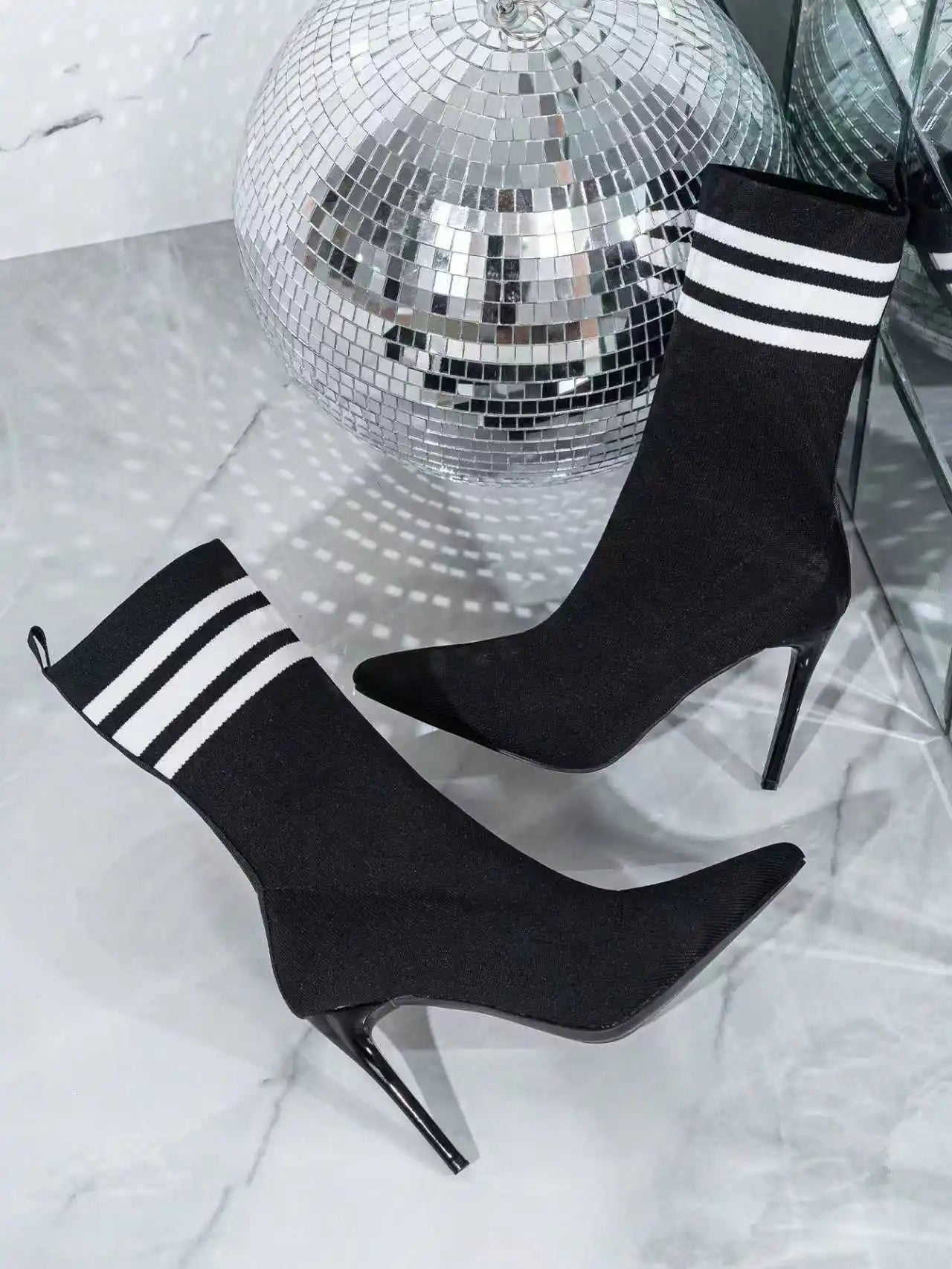 New Design Women Elastic Pointed-Toe Stiletto Heel Ankle Boots Sexy Lady High Heel Slim-Fit Stretch Socks Ankle Boots