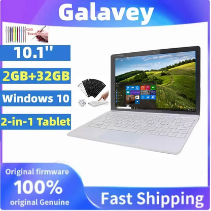 Portable 10.1'' 2-in-1 Laptop 2GB DDR RAM 32GB ROM 64bit Windows 10 Z8350 Quad Core Tablet with Detachable Keyboard 1280x800IPS