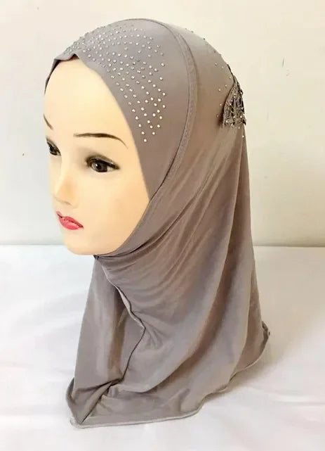 Girls Kids Muslim Beautiful Hijab Islamic Arab Scarf Shawls Flower Pattern