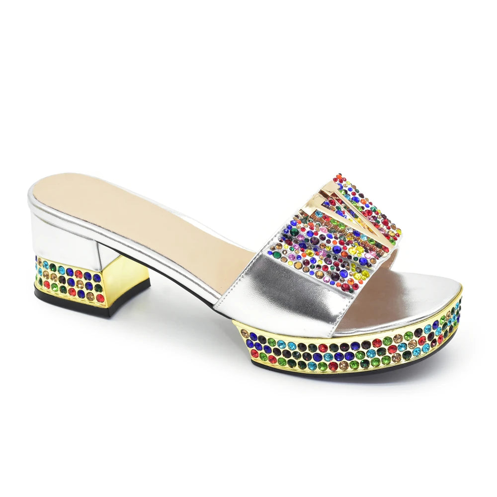 New Shoe and Bag for Nigeria Party Wedding Peep Toe Italian Women Shoes Matching Bag Decorate with Rhinestone for Wedding Dress