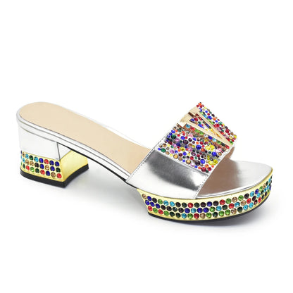 New Shoe and Bag for Nigeria Party Wedding Peep Toe Italian Women Shoes Matching Bag Decorate with Rhinestone for Wedding Dress