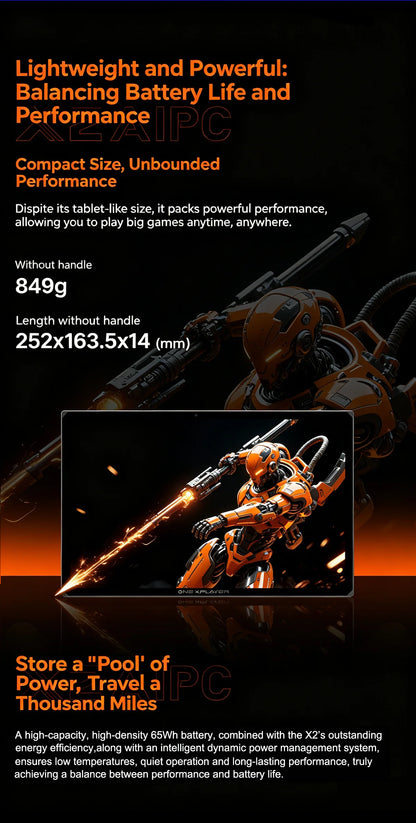 OneXplayer X2 3-in-1 Gaming Laptop Intel Arc G3 Extreme 48GB+1TB 10.9 Inches LTPS 120Hz Gaming PC Handheld Console Tablet 65Wh