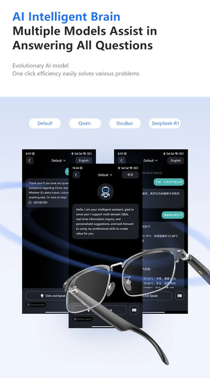 AI Smart Glasses Online Translation Real-Time Translation Conversation Translation supports online translation in 165 languages