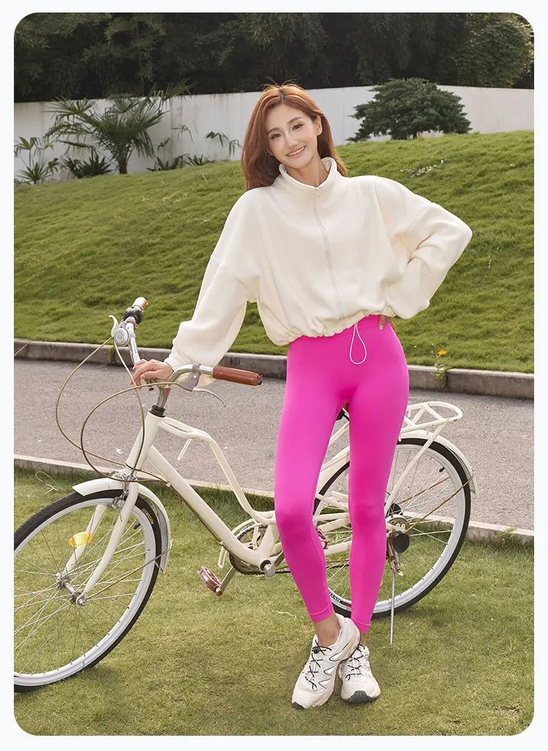 Blouse Outerwear Yoga Wear Women's Autumn/Winter Zip-up Long Sleeves Fleece-lined Warm New Casual Comfortable Minimalist Niche