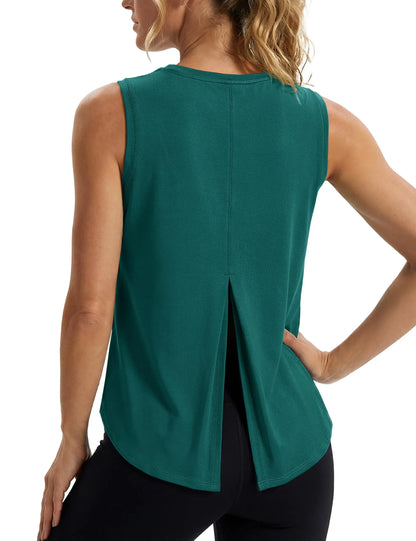 TACVASEN Quick Dry Women's Tank Top UPF 80+ UV Protection Tie Back Sports Vest Moisture Wicking Yoga Fitness Sleeveless T-shirt