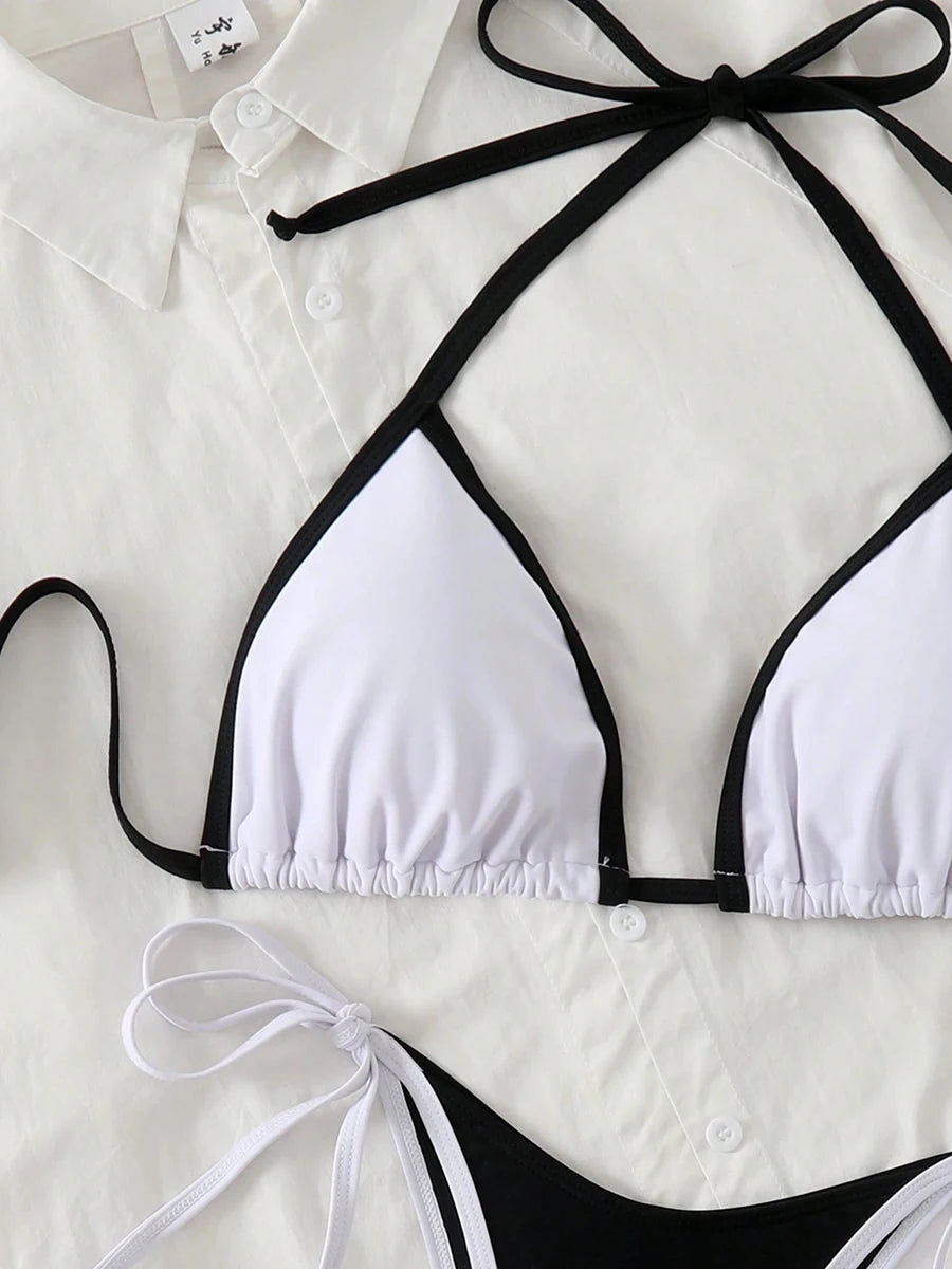 Sexy  Contrast Color Separates Micro Bikini 2026 Women's Swimsuit Female Swimwear Mini Thong Bikinis Set Two-piece Bathing Suit
