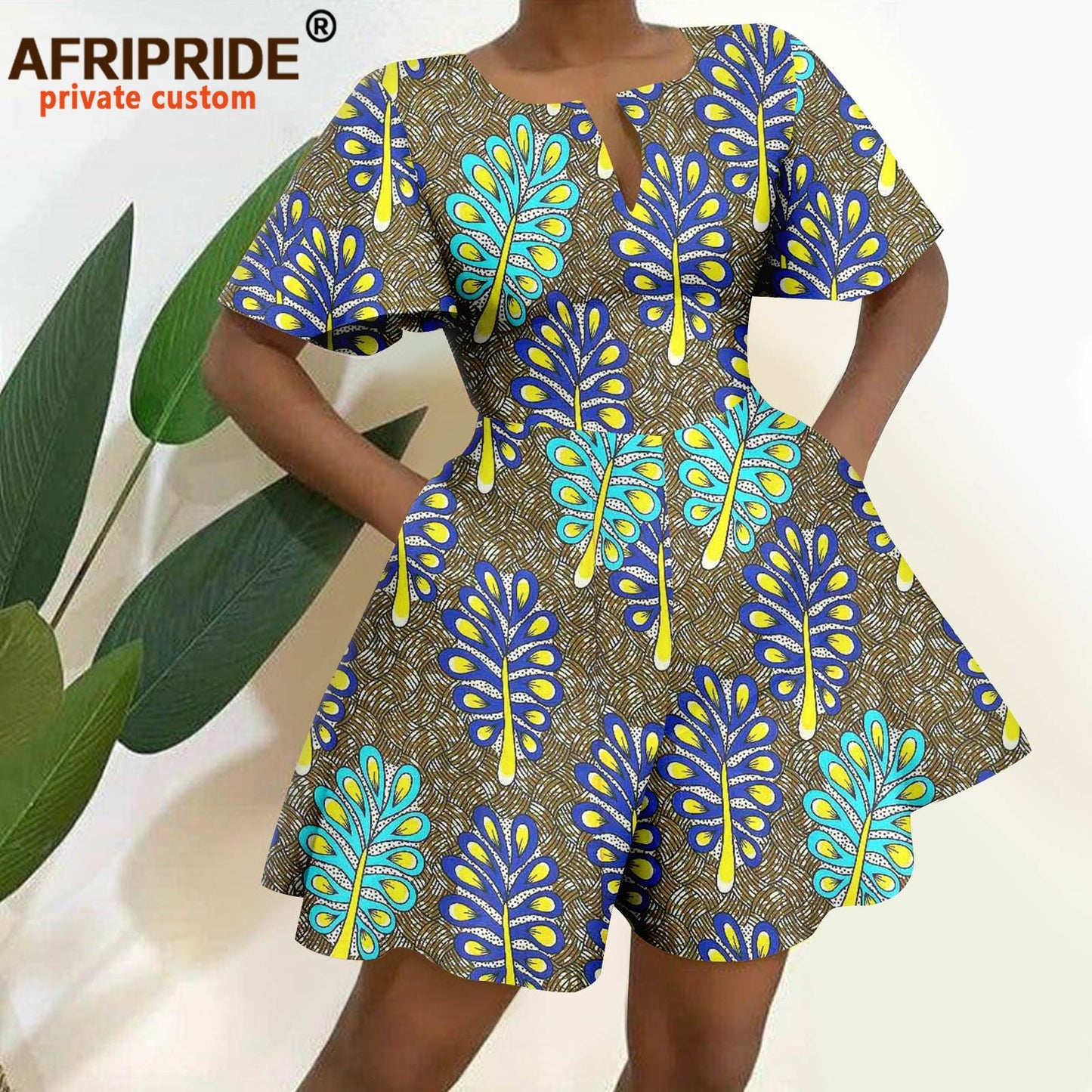 2026 African Clothes for Women Short Sleeve High Waist Print Jumpsuit Casual Cotton Summer Outfits Rompers Playsuits A2329001