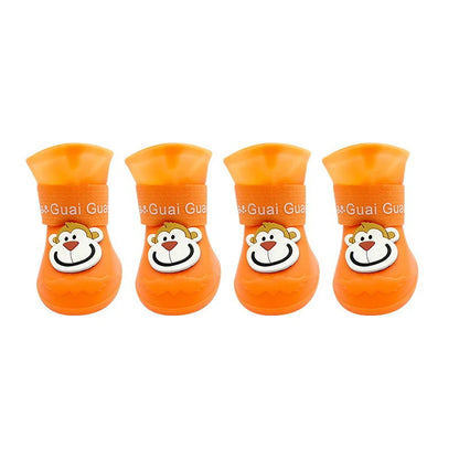 4pcs/set Waterproof Pet Dog Shoes Anti-slip Rain Boots Footwear for Small Cats Dogs Puppy Dog Pet Booties Pet Paw Accessories