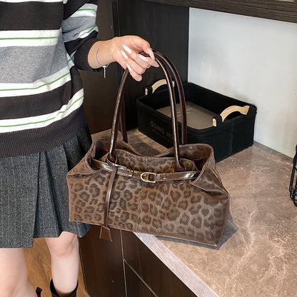 Fashionable Leopard PU Leather Shoulder Bags for Women 2026 Luxury Designer Brand Trend Tote Bag Females Short Handle Handbags