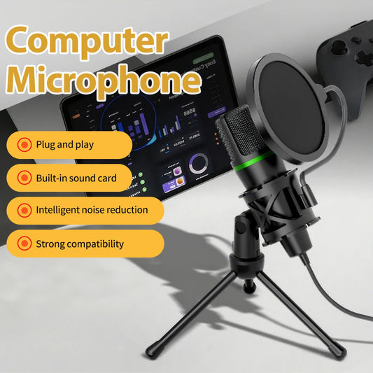 Condenser Microphone USB Wired For PC Computer Laptop Professional Gaming Accessories Streaming Sound Live Podcast RGB Record