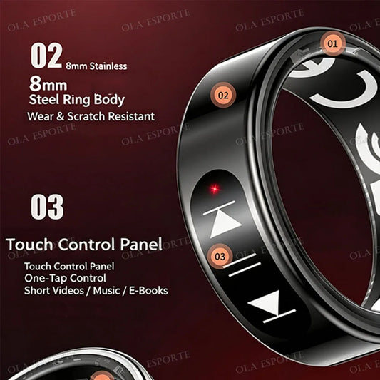 Smart Ring Video Controls,Sswipe up/down to turn pages,Music controls,Heart Rate Blood Oxygen Monitor,5ATM Waterproof Rings 2026