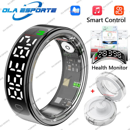 2026 New SR08 Smart Ring Men Women LED Display Screen Heart Rate Blood Oxygen Monitoring 5ATM Waterproof Multi Sports Modes Gift
