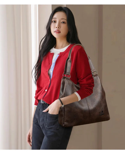 Three Layers Genuine Brand Tote Bag Luxury Handbags for Women Mom Shoulder Hand Bag Designer Top Quality Soft Leather Sac New