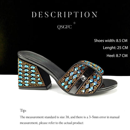 QSGFC Italian Style Women Banquet Shoes And Bag With Rhinestone Decoration Three-Dimensional Small Bag Match Women High Heel
