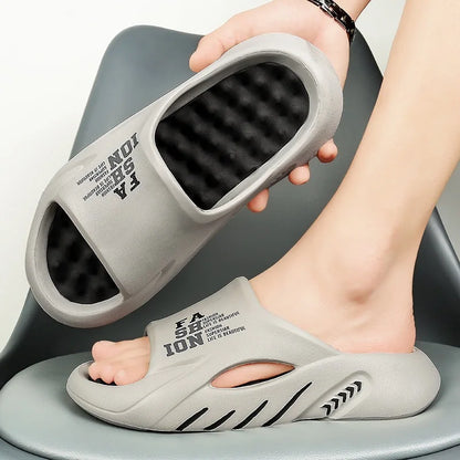 Men's Massage Slides Ultra Soft Cloud Slippers Thick Sole Non-slip Indoor Outdoor Sandals Casual Beach Flip Flops Big Size 48 49