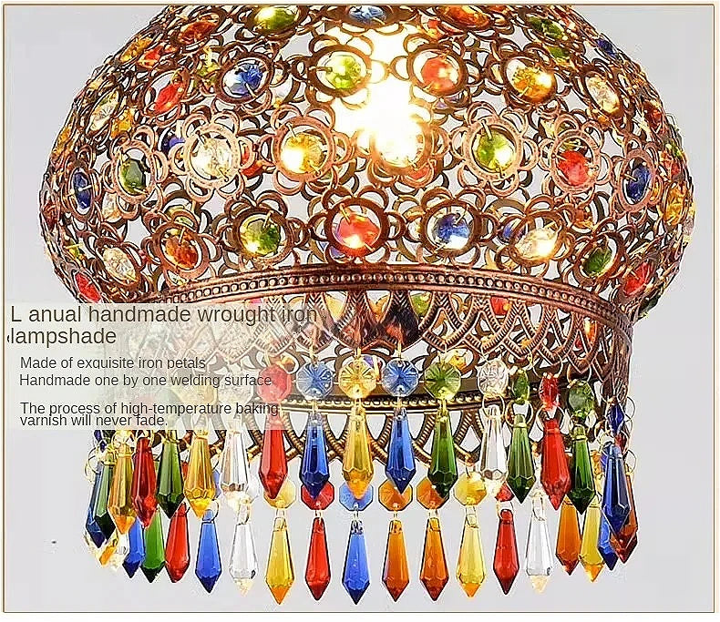design lamp pendant lighting crystal Bohemia Retro droplight Iron handmade pendant lights for restaurants hanging lights bedroom