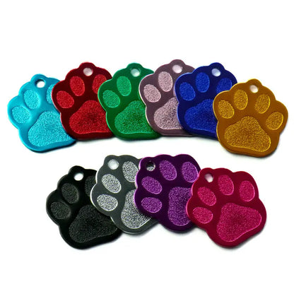 Wholesale 100Pcs Paw Pet Dog ID Tag Custom Engraved Name Plate Phone Dogs ID Tags Personalized Aluminum Pet Pendant Key Chain