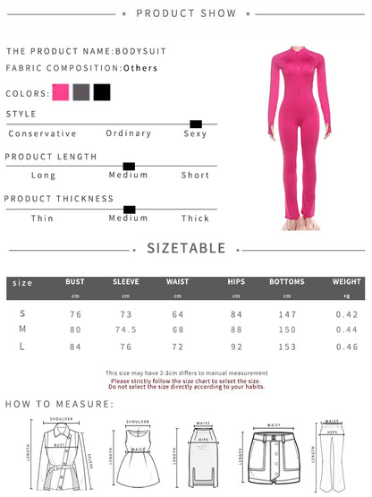 Weird Puss Basic Flared Jumpsuit Women Zip Letter Embroidery Full Sleeve Coquette Stretch Skinny Midnight Party Workout Overalls