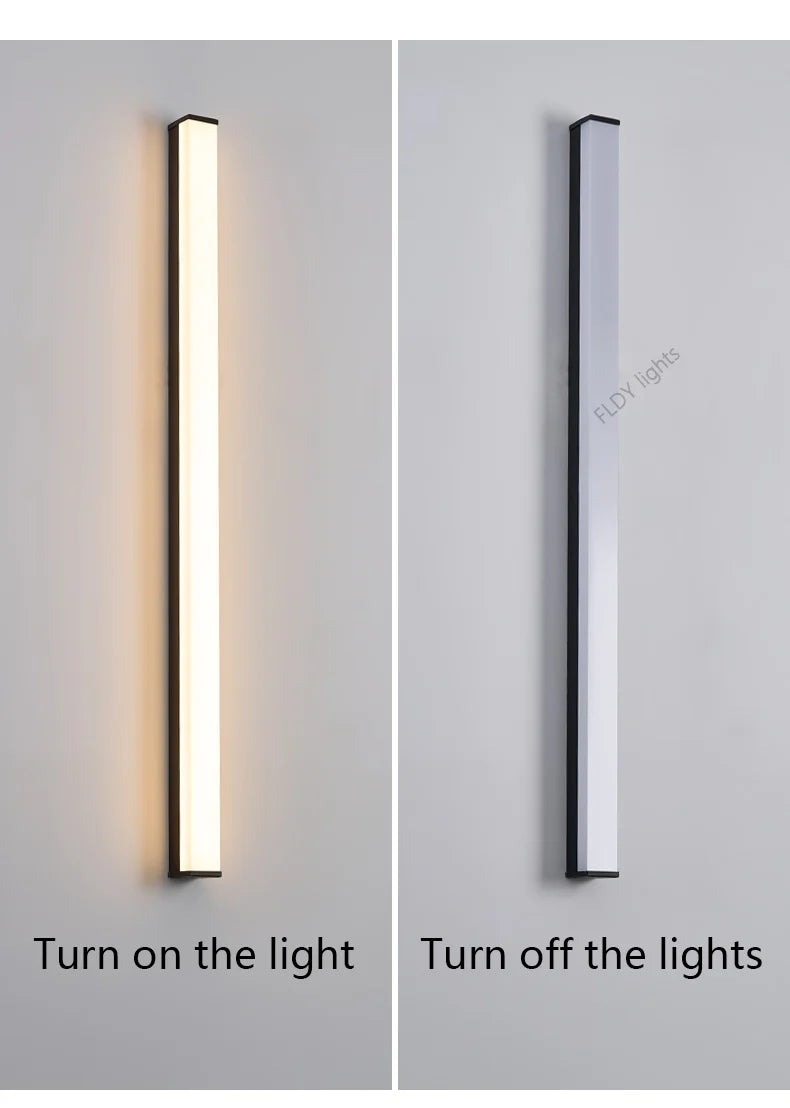 Modern Waterproof Outdoor Long Strip LED Wall Light IP65 Wrought Iron Wall Light Garden Porch Wall Light 110V 220V Lighting