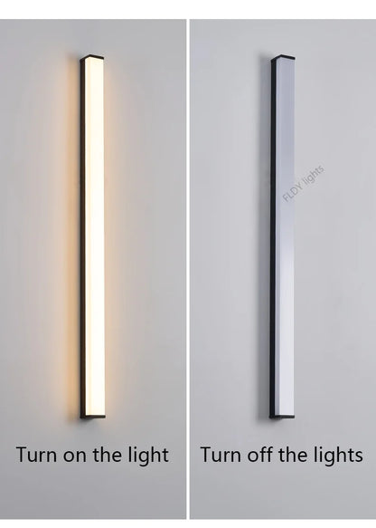 Modern Waterproof Outdoor Long Strip LED Wall Light IP65 Wrought Iron Wall Light Garden Porch Wall Light 110V 220V Lighting