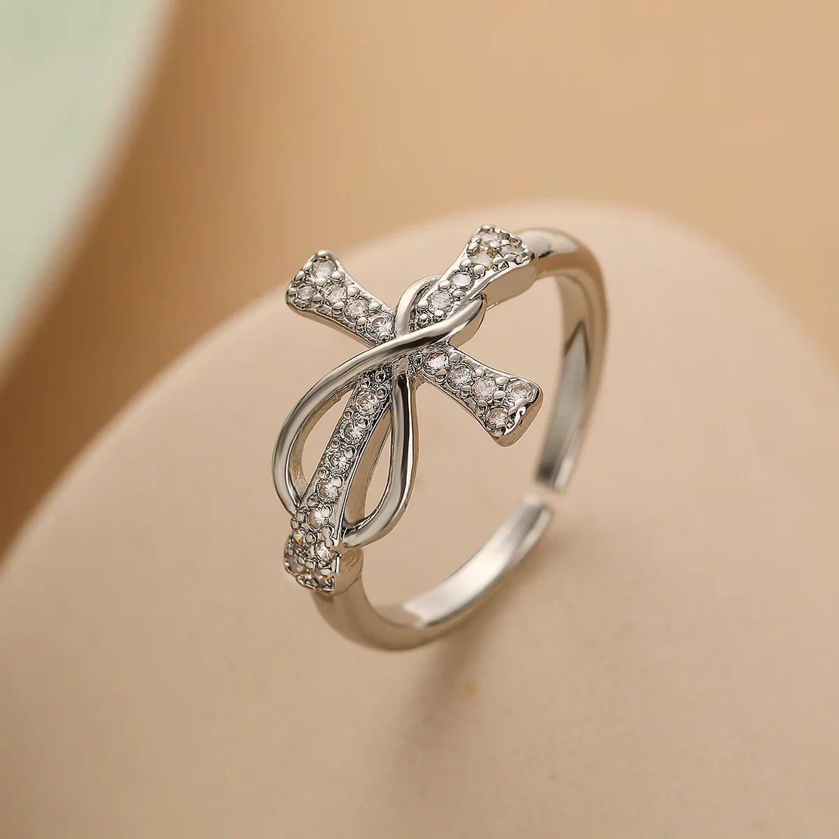 NEWBUY New Fashion Clear Shiny CZ Zircon Cross Evil Eye Rings For Women Girl Finger Accessories Party Jewelry Gift